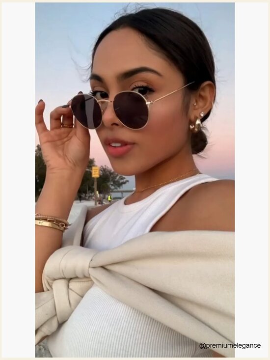 Reflective Lens Round Trendy Sunglasses - UV Protection main image 6